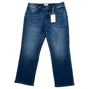 New KanCan Delores Mid Rise Slim Straight Jeans 15/31 Medium Wash Stretch Casual